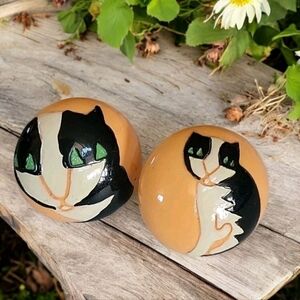 Marie-Christine PAVONE Puces D'Oreilles Chaton UNIQUE Handpainted Cat Earrings